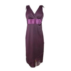 Vintage Y2K 90s Ruby Rox Bow Sleeves Asymmetric Hem Midi Slip Dress Size S